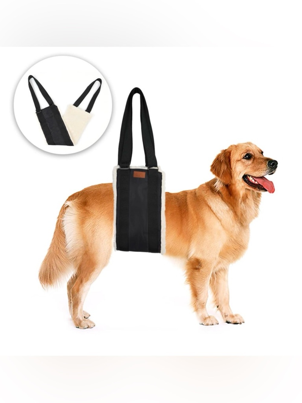 Portable Dog Sling Harness for Rear Leg Support - Black - Picture 2 of 5